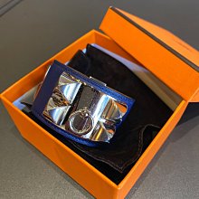 HERMES collier de chien金屬鉚釘鱷魚皮寬版手環 T年(黃x金/S) 歷史價格詳細信息