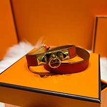 【愛馬仕 HERMES】鉚釘皮手環 T1（S號）黑色配金 ☆保證真品☆ 全新~*購於愛馬仕專櫃~ 歷史價格詳細信息