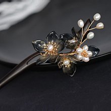 中國古風簡約基礎檀木製髮簪女暗黑系一字簪盤發發釵高級感頭髮飾 歷史價格詳細信息