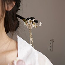 現貨熱銷-木簪古風發簪流蘇盤發頭飾漢服現代簡約日常琉璃花朵簪子 歷史價格詳細信息