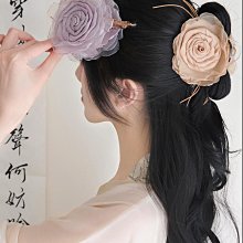 玫瑰抓夾 高級感銀色盤髮器頭飾髮夾後腦勺馬尾高鯊魚夾盤髮抓大嘴巴 歷史價格詳細信息