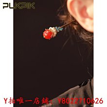 通勤髮簪送女朋友燒藍高級新中式頭飾簪子紅色神棍髮釵點綴小發飾 歷史價格詳細信息