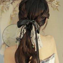 ~爆款熱賣~新中式水墨畫蝴蝶結飄帶抓夾氣質發夾女后腦勺鯊魚夾古風頭飾 價格比較,價格查詢,歷史價格詳細信息