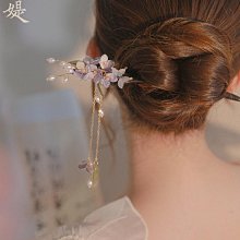 漢服飾配原創設計銅鍍K金漢服髮飾仿古珠寶髮釵紫晶簪子鎏金對簪 歷史價格詳細信息