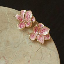 新中式粉色掐絲絨花藤蔓嫩芽花枝頭飾古風漢服髮簪套裝新娘頭花 歷史價格詳細信息