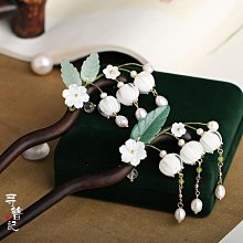 手工古風復古發簪頭飾漢服旗袍步搖白色水滴黑檀木簪子盤發日常女-新店特惠 歷史價格詳細信息