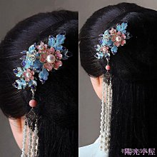 古風發簪漢服發飾珍珠流蘇步搖鳳凰U型發簪唐制景泰藍燒藍簪子-新店特惠 歷史價格詳細信息