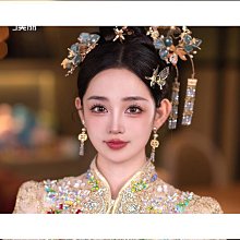 新娘頭飾中式古風淺色羽毛銀色蝴蝶流蘇發簪古典造型盤發秀禾發飾 歷史價格詳細信息