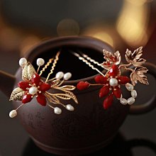 髮簪紅梅 熱縮花簪漢發飾盤發發簪步搖古風頭飾u型發釵簪子配飾釵子髮飾    路購 歷史價格詳細信息