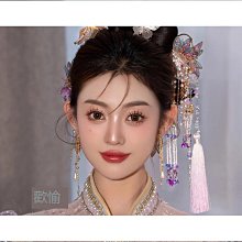 新娘秀禾婚紗頭飾新款新中式結婚中式復古旗袍非遺絨花頭飾大氣 歷史價格詳細信息