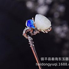 S925銀鑲和田玉髮簪簪子盤發古典旗袍髮釵新中式古風漢服精緻天然 歷史價格詳細信息