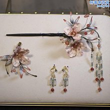 中式古典花朵漢旗袍配飾復古飾品紫色絹花髮飾髮釵髮夾HF935 歷史價格詳細信息