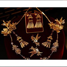 新娘頭飾中式古風金色飾品古典飛鳥涼亭流蘇發簪唯美漢菔盤發發飾 歷史價格詳細信息