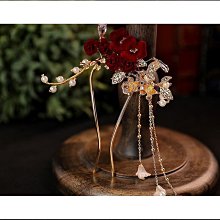 新娘頭飾中式古風面簾流蘇遮面唯美古典盤發造型額簾秀禾古裝發飾 歷史價格詳細信息