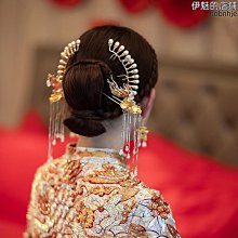 新款中式婚禮髮簪套裝手工布藝花瓣串珠長流蘇頭飾新娘造型髮飾 歷史價格詳細信息