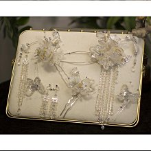 新娘中式秀禾婚禮扇形髮簪古風晨袍旗袍漢服流蘇簪子結婚盤發配飾 歷史價格詳細信息