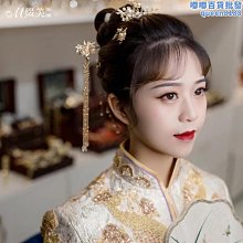 中式新款新娘頭飾金色秀禾服配飾古風髮飾簡約大氣鳳冠結婚 歷史價格詳細信息