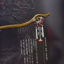 黑檀木發簪金屬流蘇步搖藏式苗銀發簪子古風盤發器漢服發簪女 歷史價格詳細信息