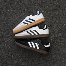 Adidas Samba OG IF3814 男女 休閒鞋 經典 復古 德訓鞋 皮革 膠底 流行 穿搭 白 深藍 歷史價格詳細信息