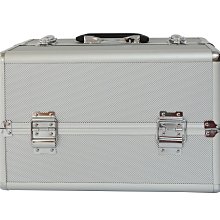 化妝盒收納箱鋁合金化妝箱手提帶鎖鏡子雙層大號美甲紋繡水乳化妝品收納工具箱 歷史價格詳細信息