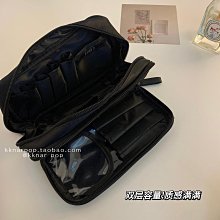 雙層化妝包菱格便攜大容量多功能化妝箱尼龍帶鏡子收納包防水袋 歷史價格詳細信息