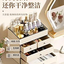 新款化妝品收納盒梳妝臺帶燈鏡子一體旋轉高級感桌面護膚品置物架 歷史價格詳細信息