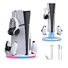 PS5 Slim主機多功能散熱充電底座帶藍光PS5手柄座充+碟片收納配件 歷史價格詳細信息