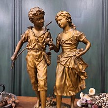 【卡卡頌  歐洲古董】義大利老件 兩小無猜 冷瓷 木座 瓷偶  p1690 歷史價格詳細信息