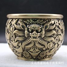 故宮銅缸獅首缸純銅香爐客廳風水聚寶盆招財擺件創意居家工藝品 歷史價格詳細信息