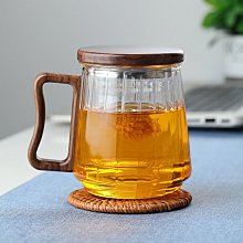 茶水分離杯 耐熱茶杯茶水分離泡茶杯子高檔辦公木蓋加厚玻璃水杯觀山杯茶道杯  她說精選 歷史價格詳細信息