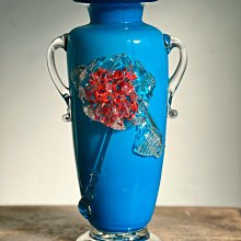 日本時代老花瓶：藍色浪口手工彩繪花草瓶 歷史價格詳細信息