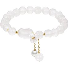 ~QI~粉晶貓眼搭配淡水珍珠抗疲勞粉色獨立包裝貝殼小花鑲嵌卡通手鏈 歷史價格詳細信息