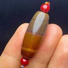 天珠  藏傳纏絲瑪瑙天珠   珠子老氣感十足，風化細膩，風化20427 歷史價格詳細信息