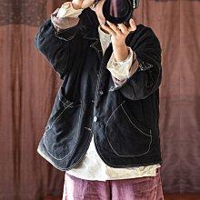 (老銀屋)冬裝設計款簡潔大器純棉布夾棉保暖長版開衫外套 歷史價格詳細信息