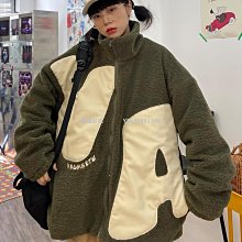 新款拼接羊羔毛棉服女韓版寬松復古港風格子棉衣秋冬外套加厚 歷史價格詳細信息