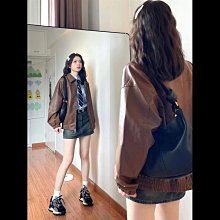 日韓通勤港風咖色皮衣夾克女高級感百搭皮機車小外套外套 價格比較,價格查詢,歷史價格詳細信息