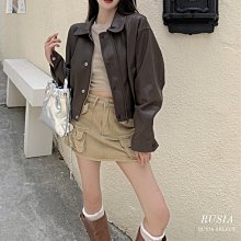 棕色皮衣外套女2024新秋季美式復古甜酷機車pu夾克 長版外套 歷史價格詳細信息