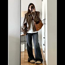 高級感翻領皮長袖皮衣外套女早氣質夾克上衣潮 歷史價格詳細信息