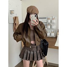 () 短版機車皮衣外套 復古夾克 皮外套 拉鍊皮衣外套 皮衣女 皮外套 外套女 皮衣外套 歷史價格詳細信息