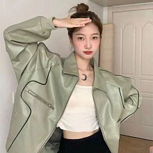 【皮夾克】【颯酷風】皮夾克女短版2024新春秋洋氣機車服小個子百搭休閒pu水洗皮外套 歷史價格詳細信息