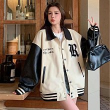 棒球外套 日系拼接皮袖立體電繡八號球外套 夾克 毛呢外套【TJ1001】現貨＋預購 男女可穿 歷史價格詳細信息