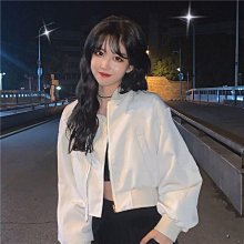 韓版 短版上衣 短版長袖外套 寬鬆甜酷拉鍊開襟長袖 棒球服 歷史價格詳細信息