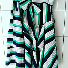 Zalora藍白條紋開襟刺繡花朵中長裙XL SIZE(SK0294) 歷史價格詳細信息