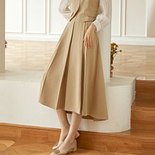 中長款時尚通勤百褶裙2024年春季款後腰鬆緊簡約修身氣質半身裙 歷史價格詳細信息