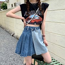 高腰百褶拼接半身裙女春秋新款法式赫本大擺A字傘裙959 歷史價格詳細信息