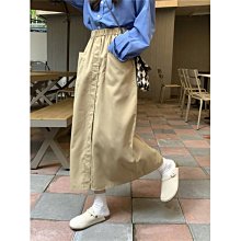 卡其色高腰開叉牛仔裙子顯瘦半身裙女2024新款中長款直筒包臀裙子-kby科貝 歷史價格詳細信息