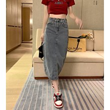 復古牛仔開叉半身裙女秋高腰顯瘦遮肚a字包臀裙梨型身材遮胯裙子-哈囉好物 歷史價格詳細信息