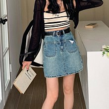 牛仔裙半身裙女小個子a字顯瘦松緊腰2024新款高腰中長款裙子女夏 歷史價格詳細信息