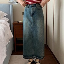開叉牛仔裙女春季新款半身裙高腰中長裙子百搭顯瘦a字包臀裙-名流 歷史價格詳細信息