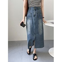 復古牛仔開叉半身裙女秋高腰顯瘦遮肚a字包臀裙梨型身材遮胯裙子-哈囉好物 歷史價格詳細信息